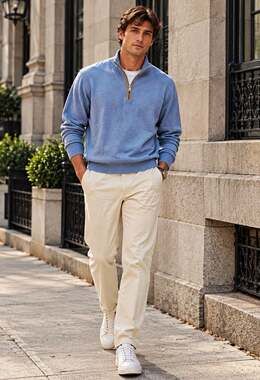 Peter Millar Merino Wool 1/4 Zip Mock Neck Pullover Sweater Blue XL